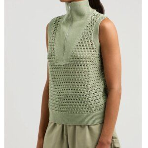 Varley Bains Open-knit Cotton Vest/Tank  Khaki Size Small